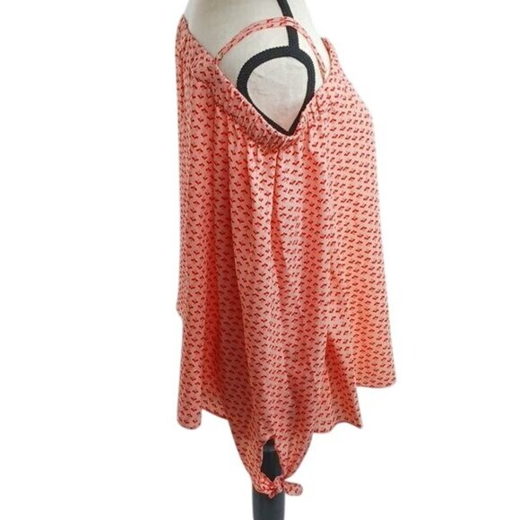 Gianni Bini Womens M Pink Floral Off Shoulder Cold Shoulder Spaghetti Strap Top - Picture 4 of 9